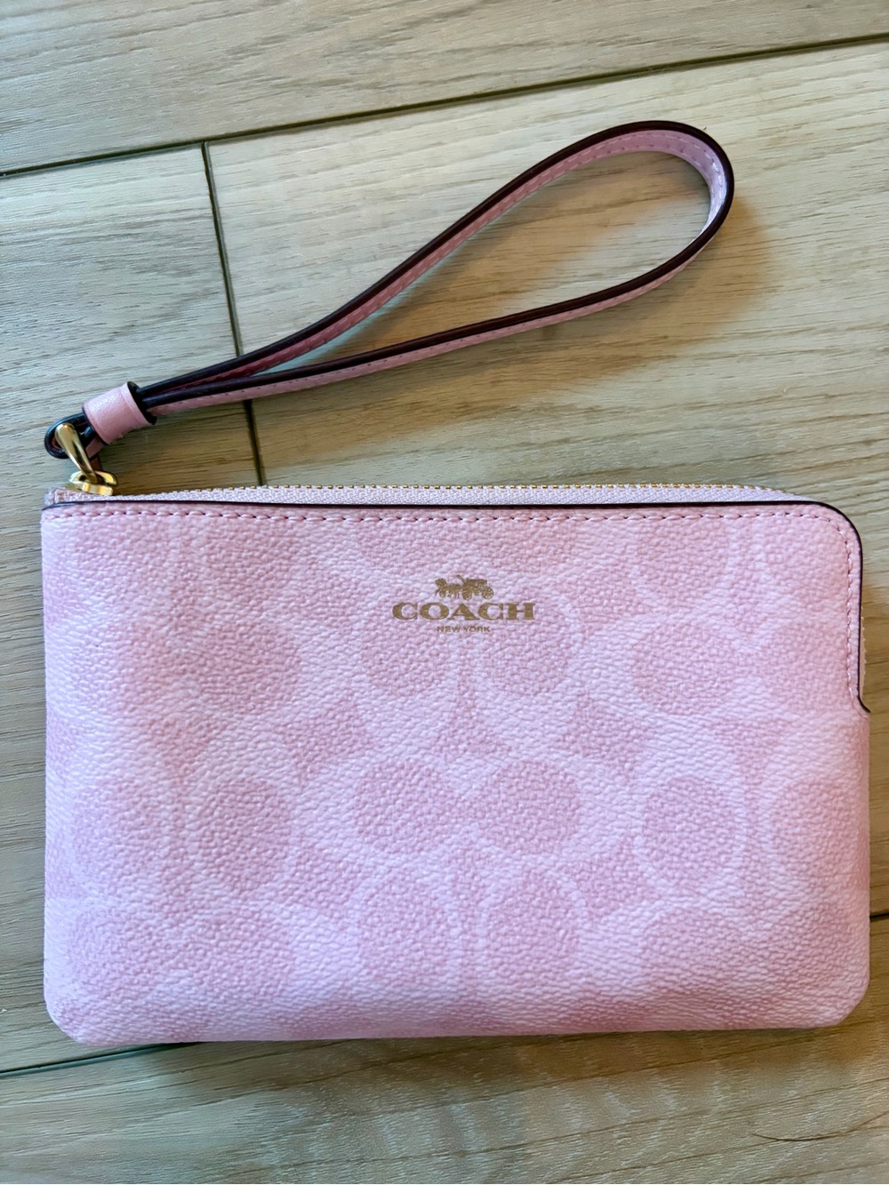 Coach Pink Signature Wristlet Wallet